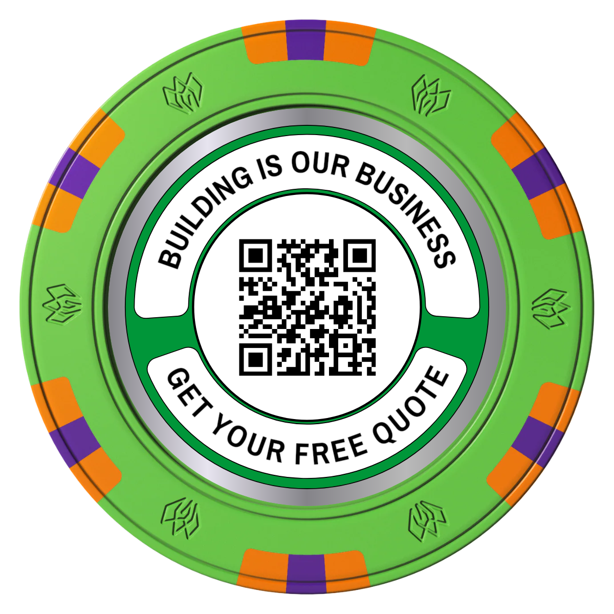 Acme Construction Clay Poker Chips - Green / 6 Spot Gem / 40mm - Front