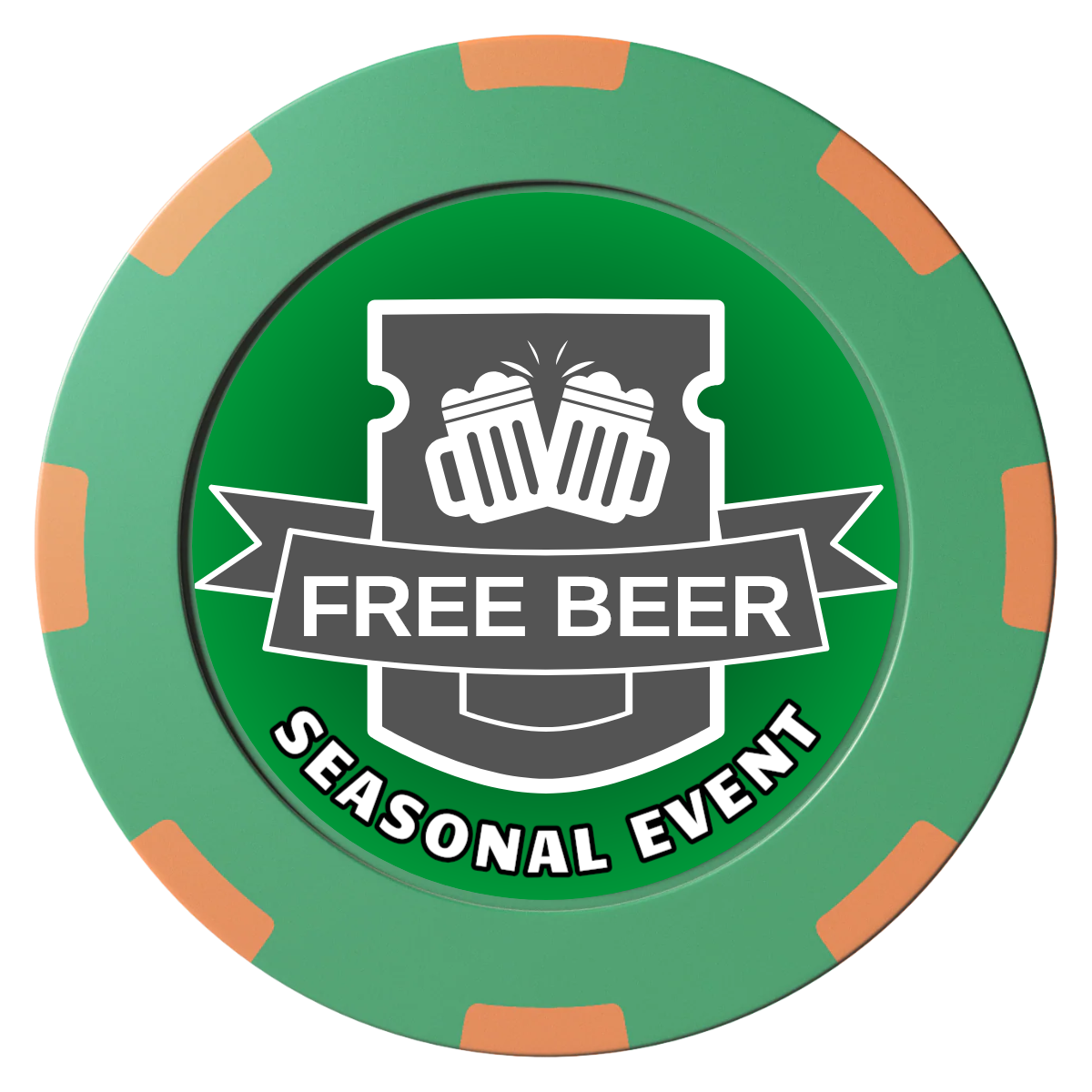 Craft Beer #001 Clay Poker Chips - Green / 8 Spot (2 Tone) / 40mm - Front
