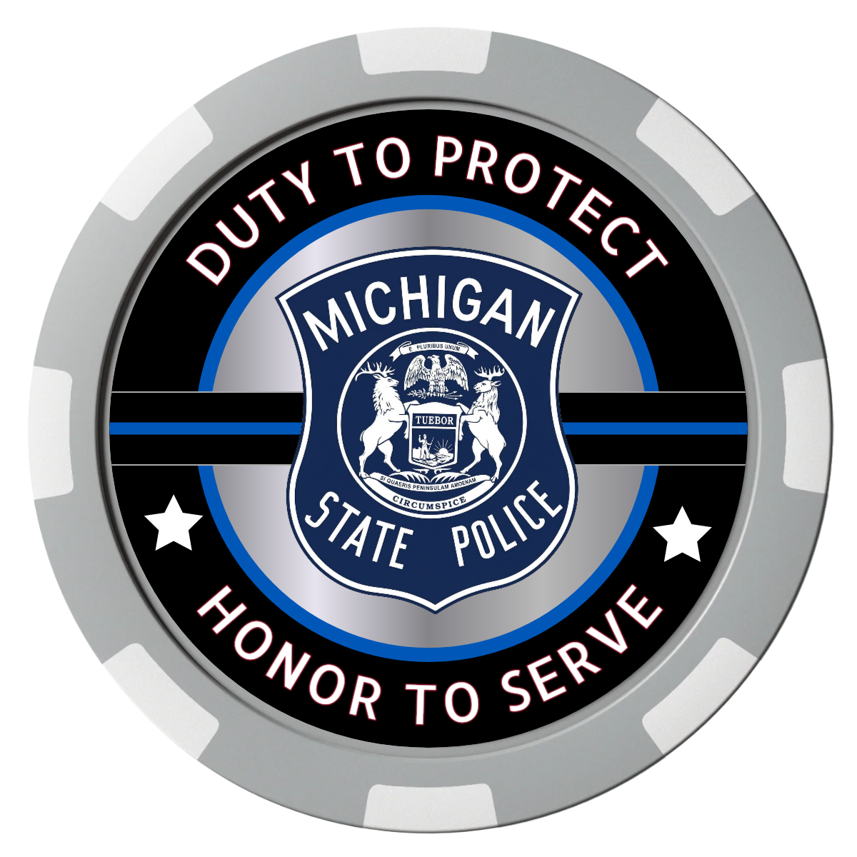 Police Department #01 Composite Poker Chips - Gray / 8 Spot - Front