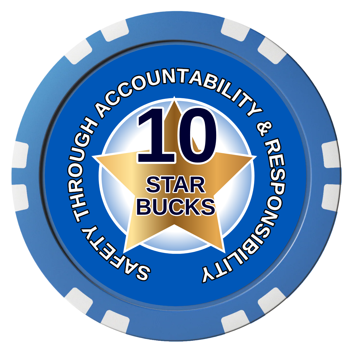 Safety Star Composite Poker Chips - Blue / Double Stripe - Front