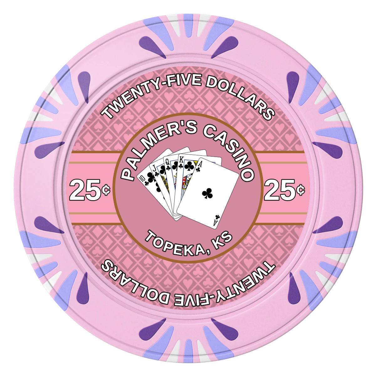 Palmer's Casino Clay Poker Chips - Pink / Macau / 40mm - Front