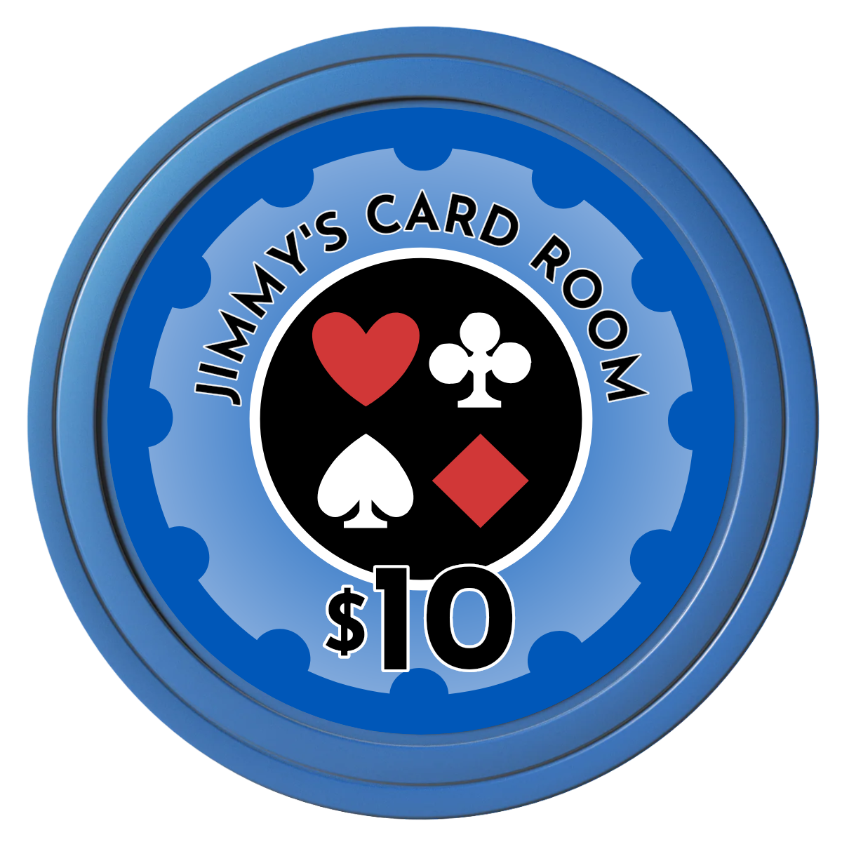 Your Four Suits Composite Poker Chips - Blue / Solid - Front