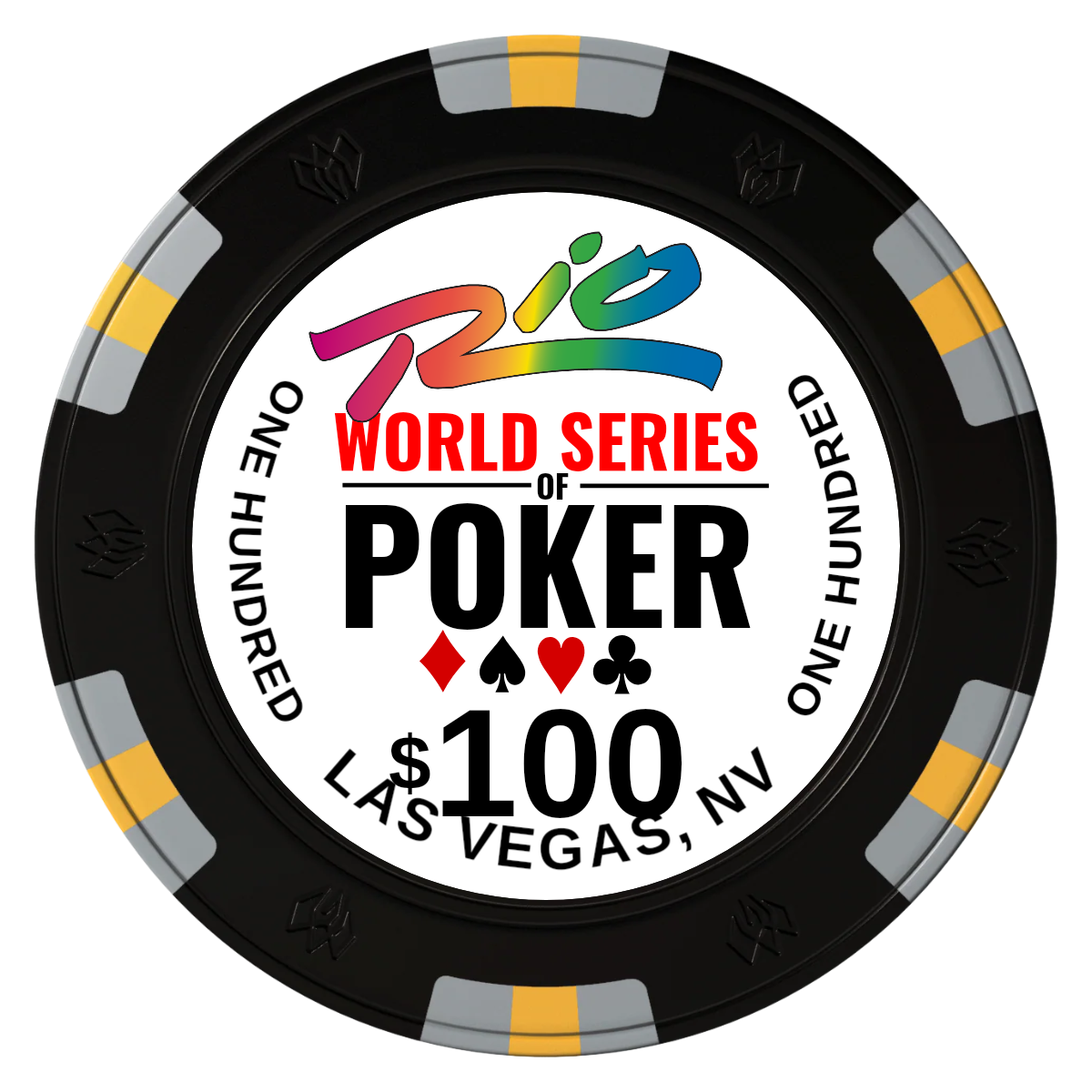 WSOP Clay Poker Chips - Black / 6 Spot Gem / 40mm - Front