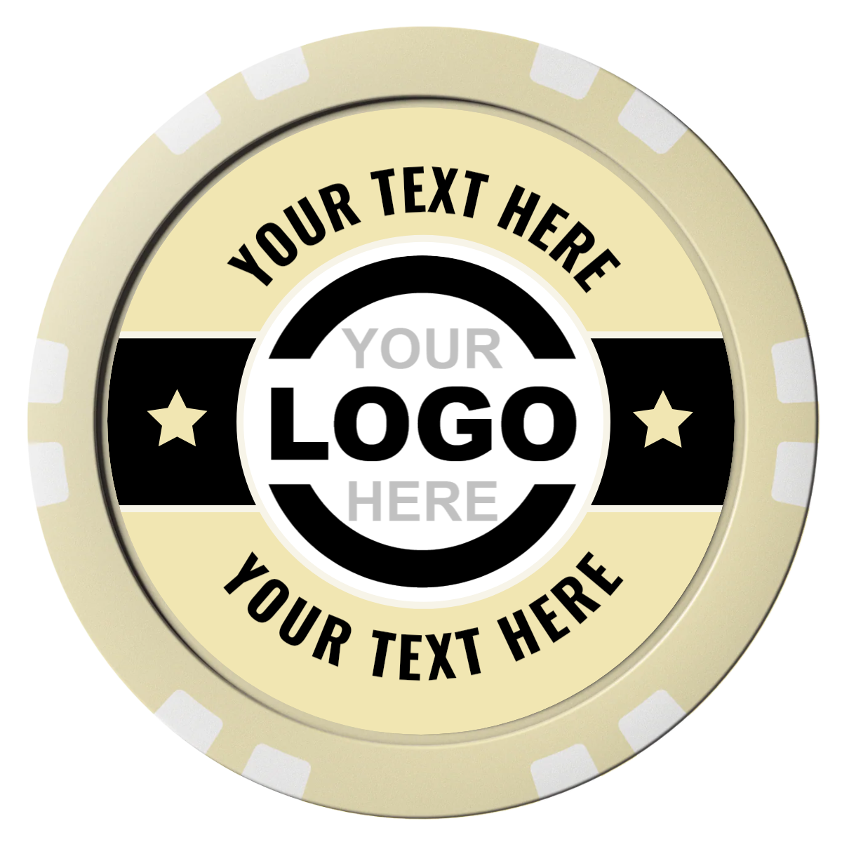 Star Banner Composite Poker Chips - Ivory / Double Stripe - Front