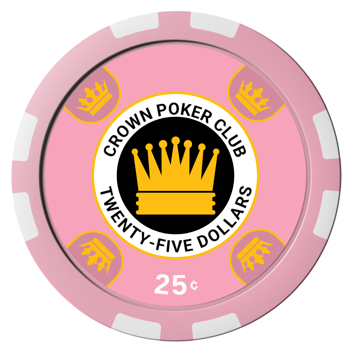 Crown Card Room Composite Poker Chips - Pink / 8 Stripe - Front