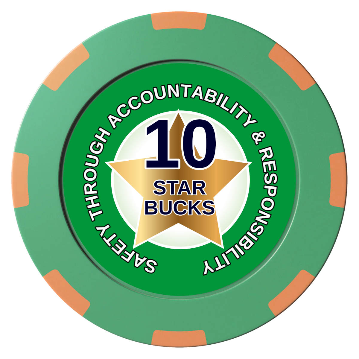 Safety Star Clay Poker Chips - Green / 8 Spot (2 Tone) / 40mm - Front