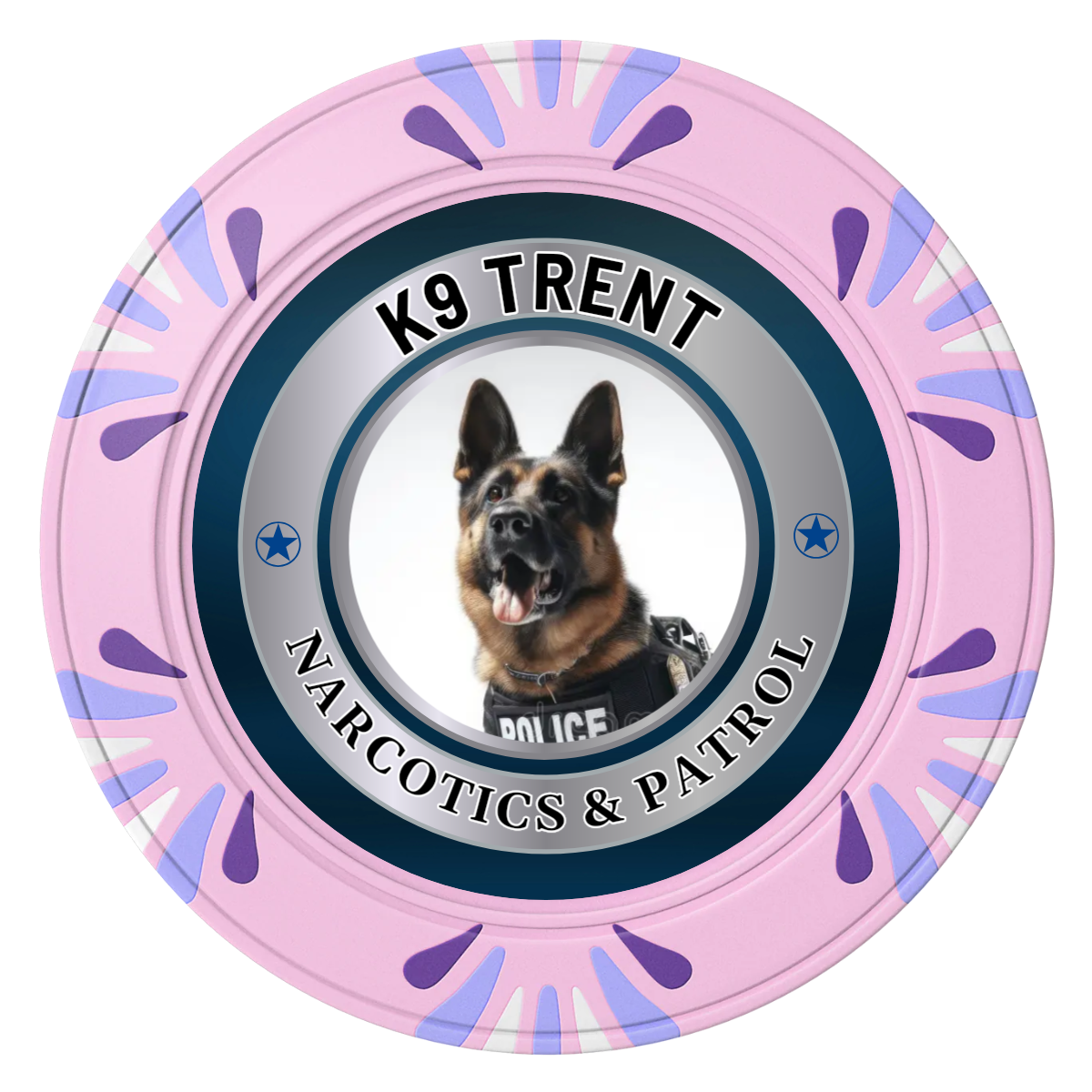 K-9 Trent Clay Poker Chips - Pink / Macau / 40mm - Front