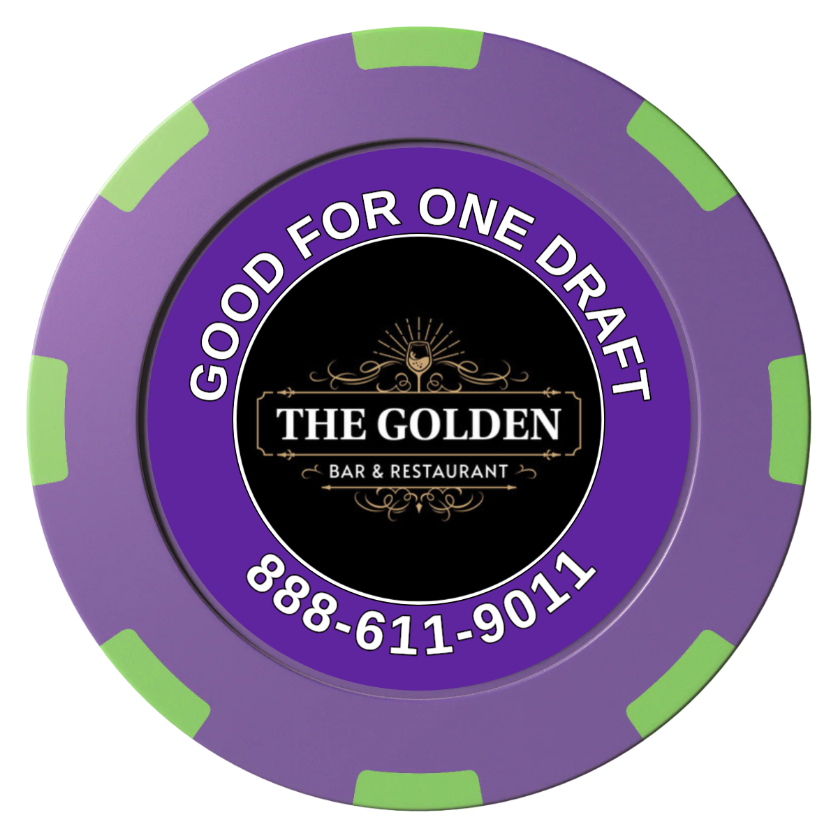 Branded Logo Bar Drink Token Clay Poker Chips - Purple / 8 Spot (2 Tone) / 40mm - Front