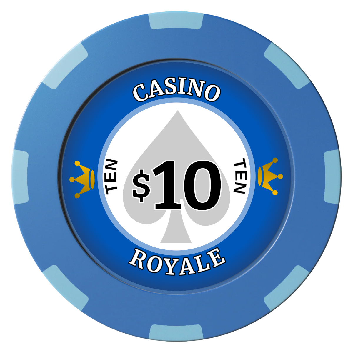 Casino Royale Clay Poker Chips - Blue / 8 Spot (2 Tone) / 40mm - Back