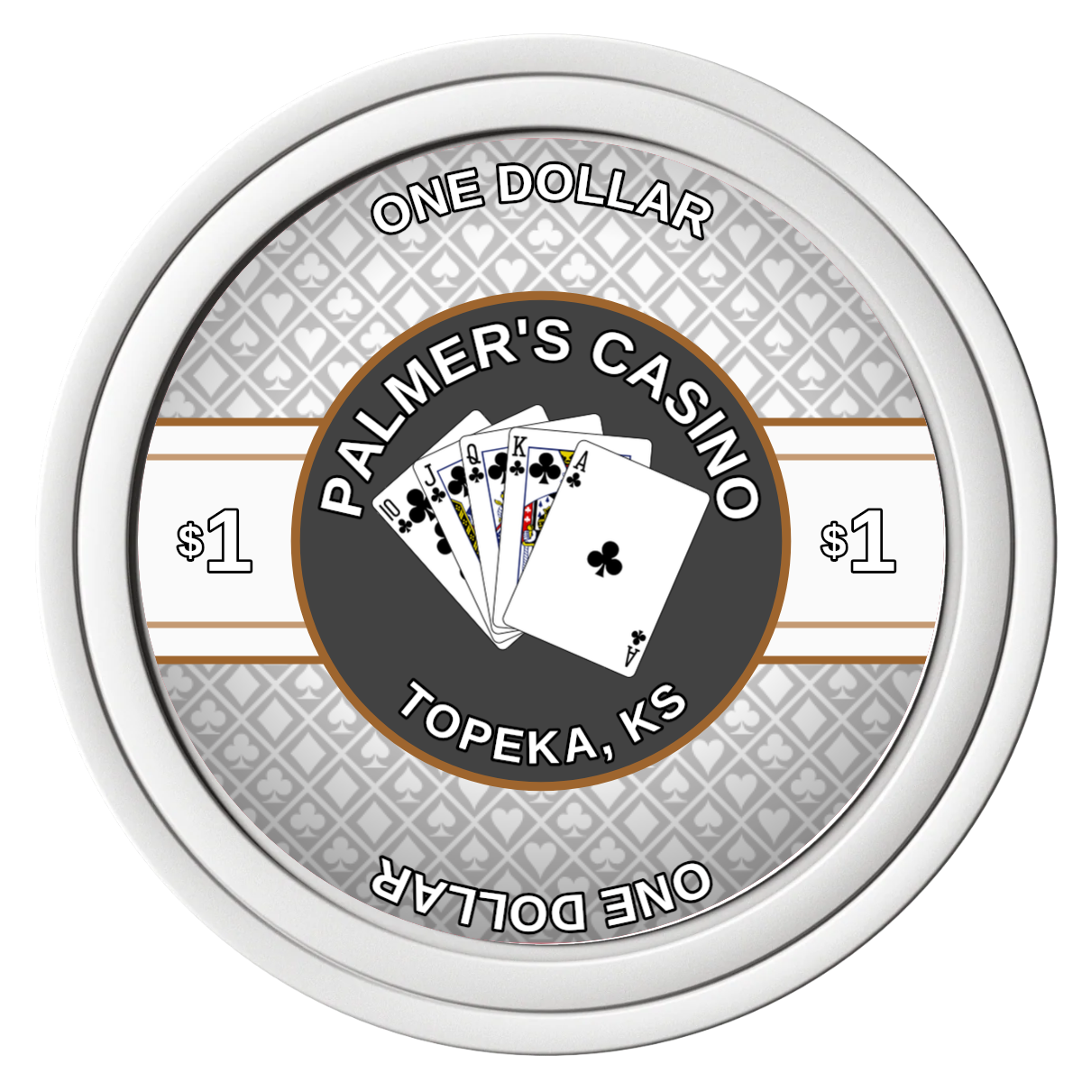 Palmer's Casino Composite Poker Chips - White / Solid - Front