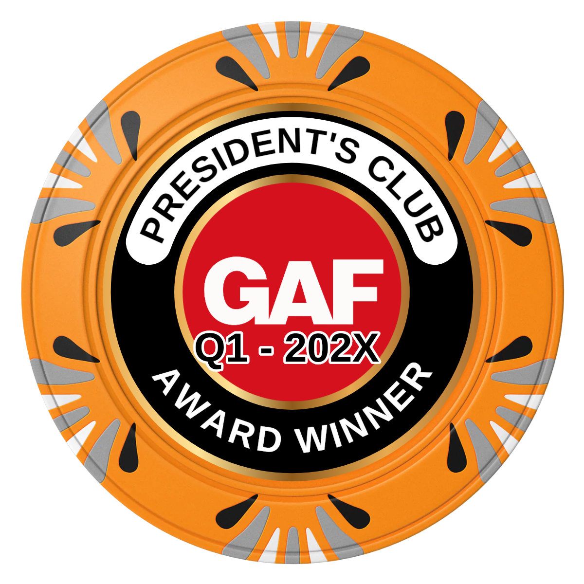 President's Club Clay Poker Chips - Orange / Macau / 40mm - Front
