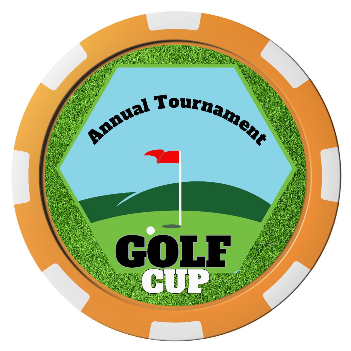 Golf Cup Composite Poker Chips - Orange / 8 Spot - Front