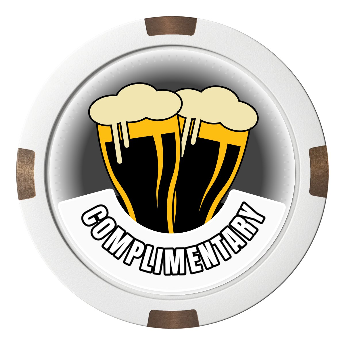 Double Pint 2 Composite & Metal Hybrid Poker Chips - White - Back