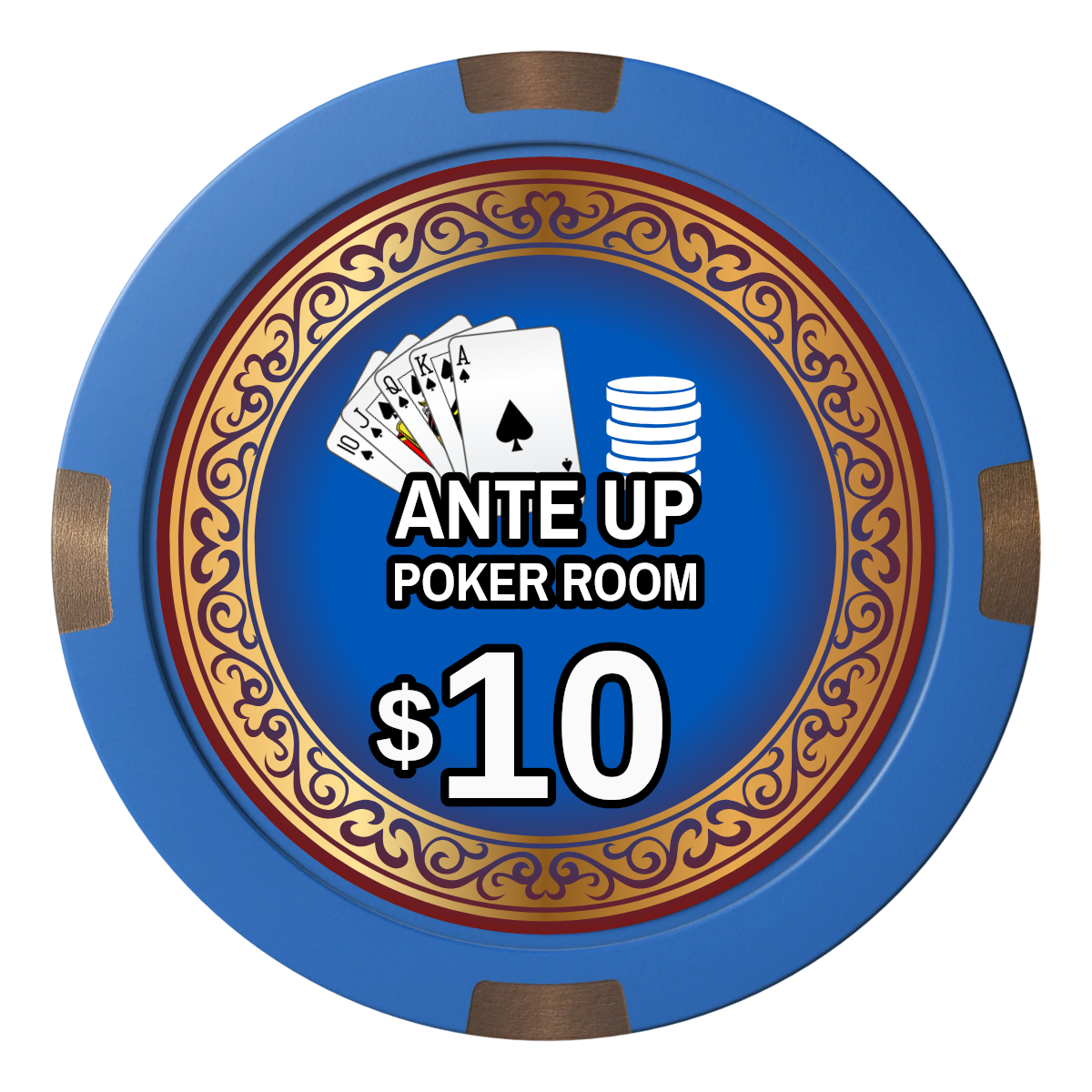 Ante Up Poker Room Composite & Metal Hybrid Poker Chips - Blue - Back
