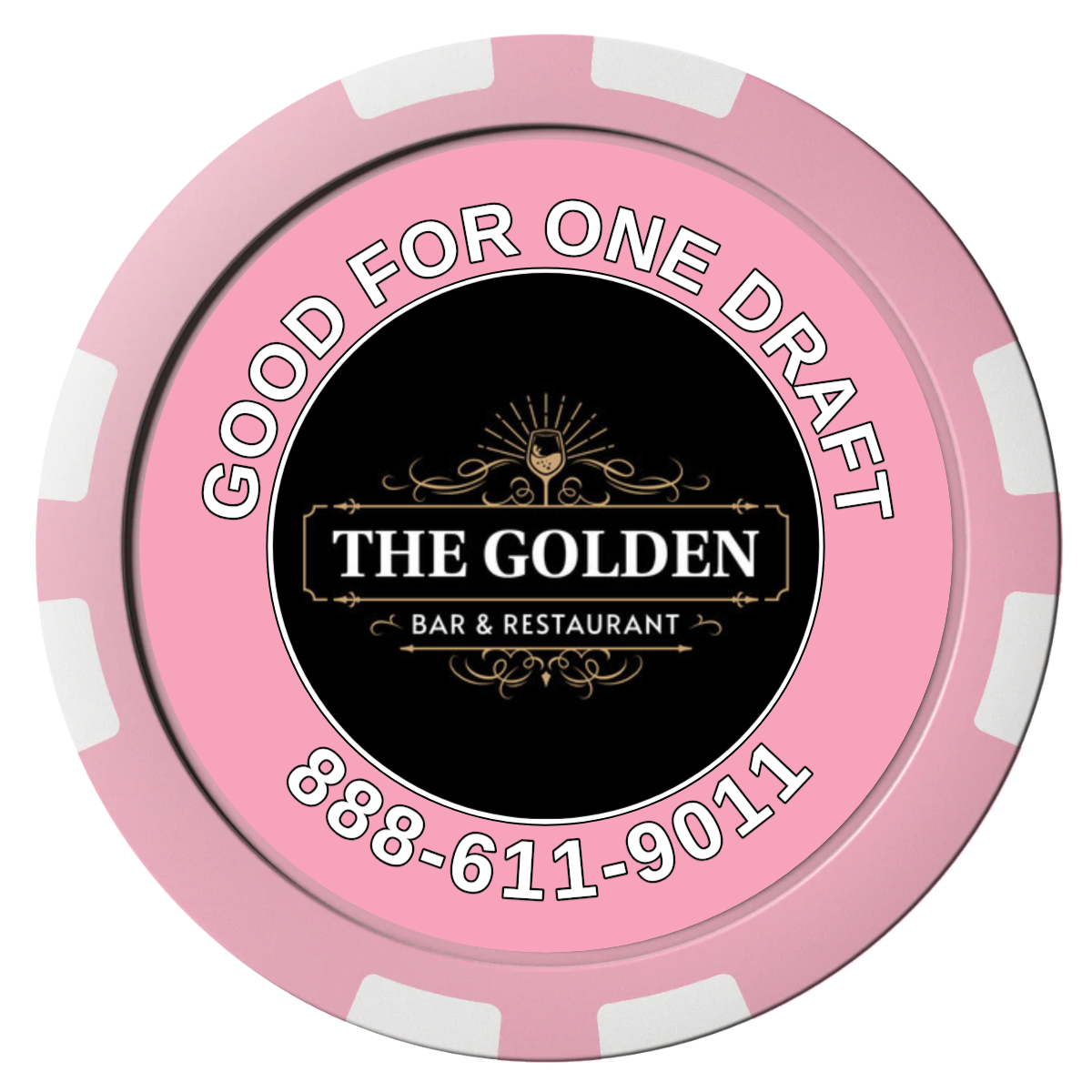 Branded Logo Bar Drink Token Composite Poker Chips - Pink / 8 Stripe - Front