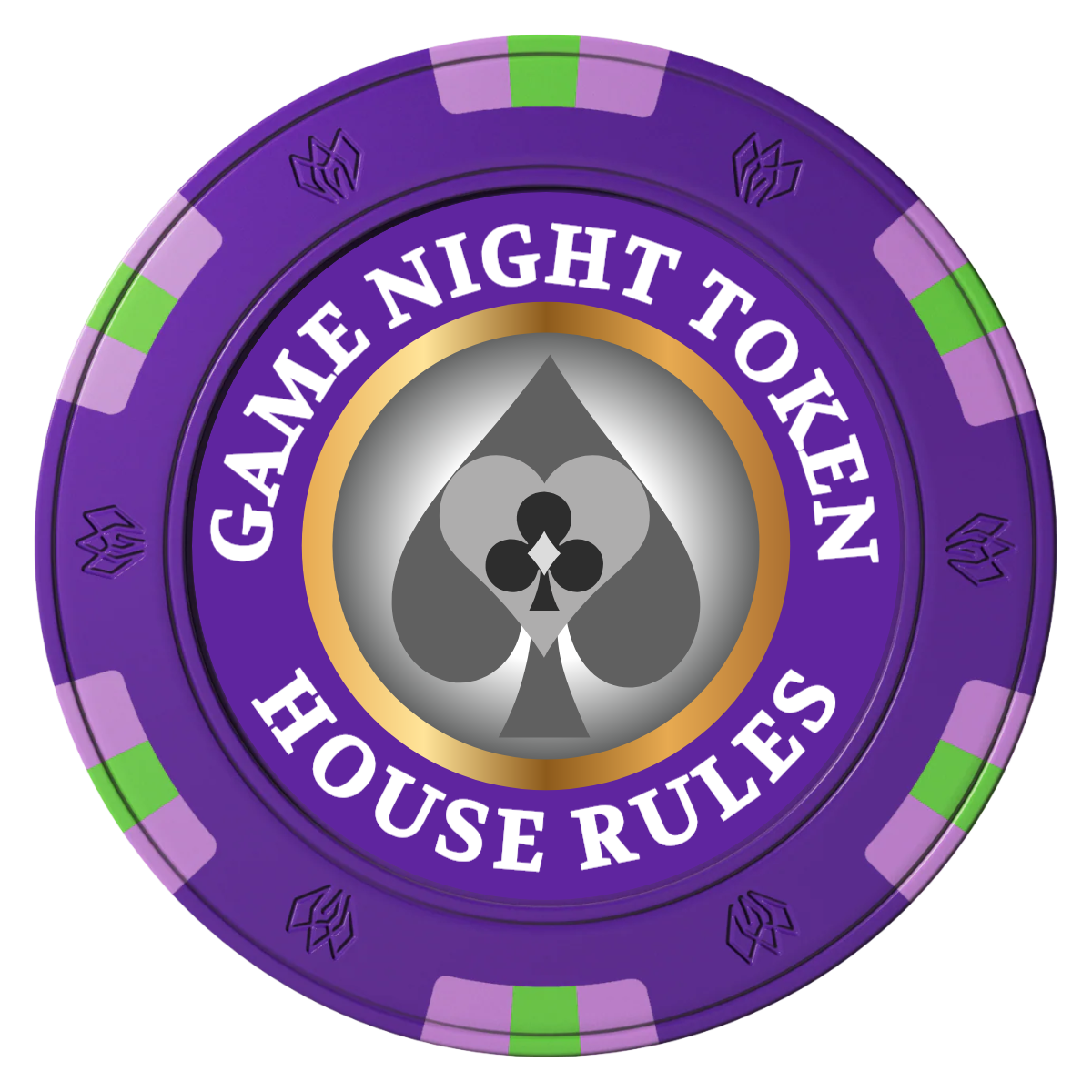 Stacked Suits Clay Poker Chips - Purple / 6 Spot Gem / 40mm - Front