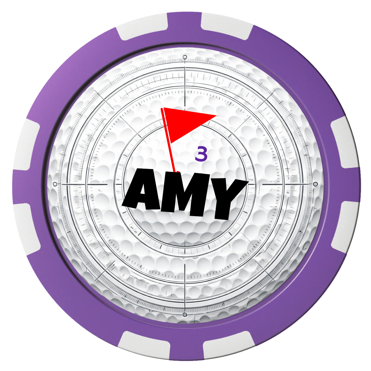 Ball Marcus Jr. Composite Poker Chips - Purple / 8 Stripe - Front