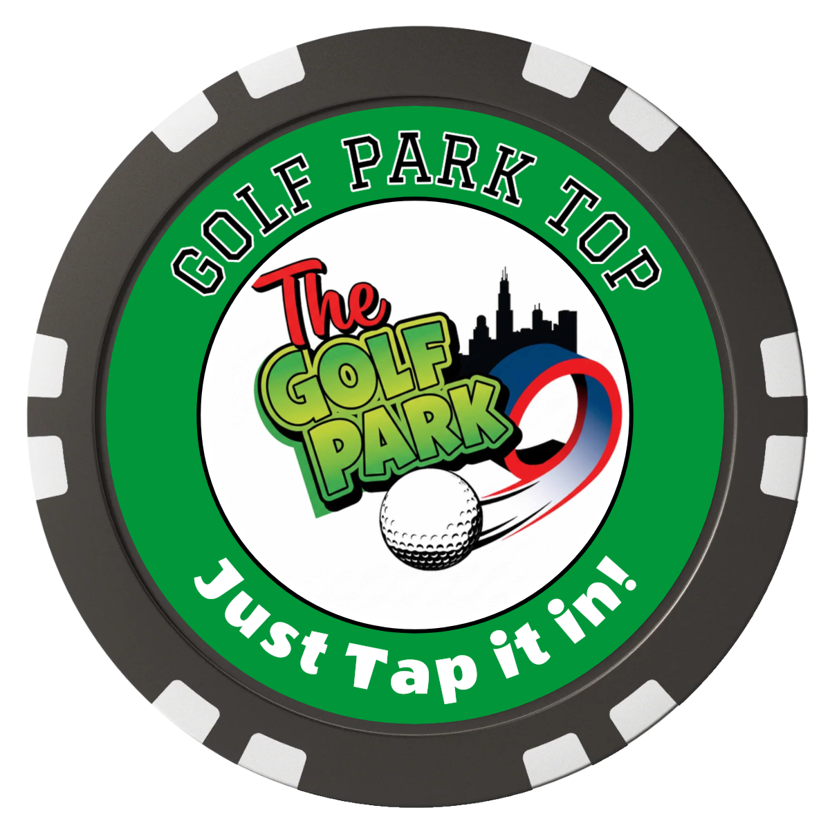 Golf Slogan Composite Poker Chips - Black / Double Stripe - Back
