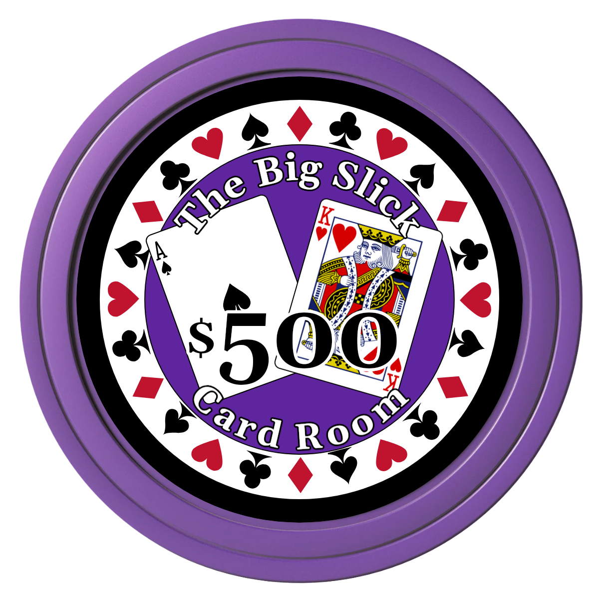 AK Big Slick Composite Poker Chips - Purple / Solid - Front