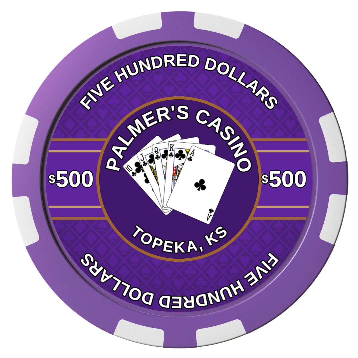 Palmer's Casino Composite Poker Chips - Purple / 8 Stripe - Front