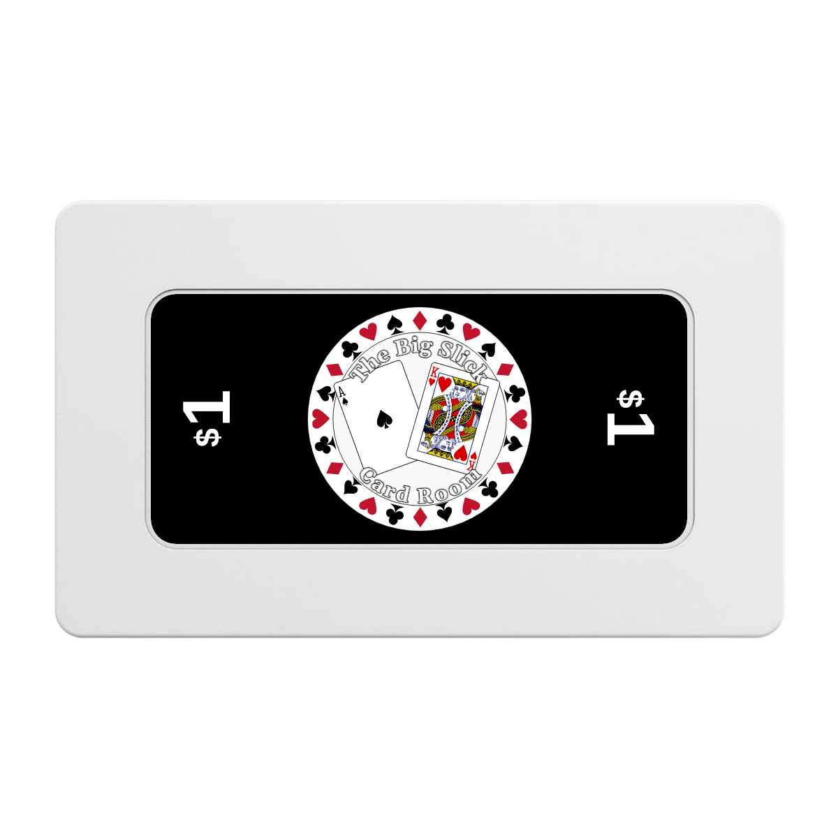 AK Big Slick Rectangular Poker Chip Plaques - White - Front