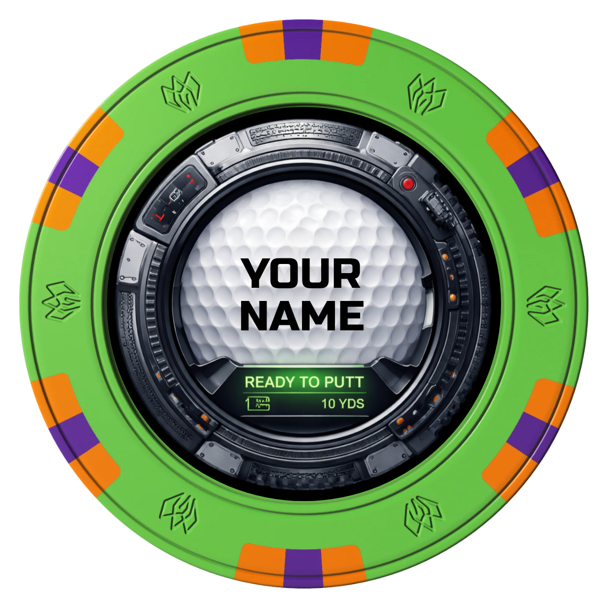 Auto Marked IV Clay Poker Chips - Green / 6 Spot Gem / 43mm - Front