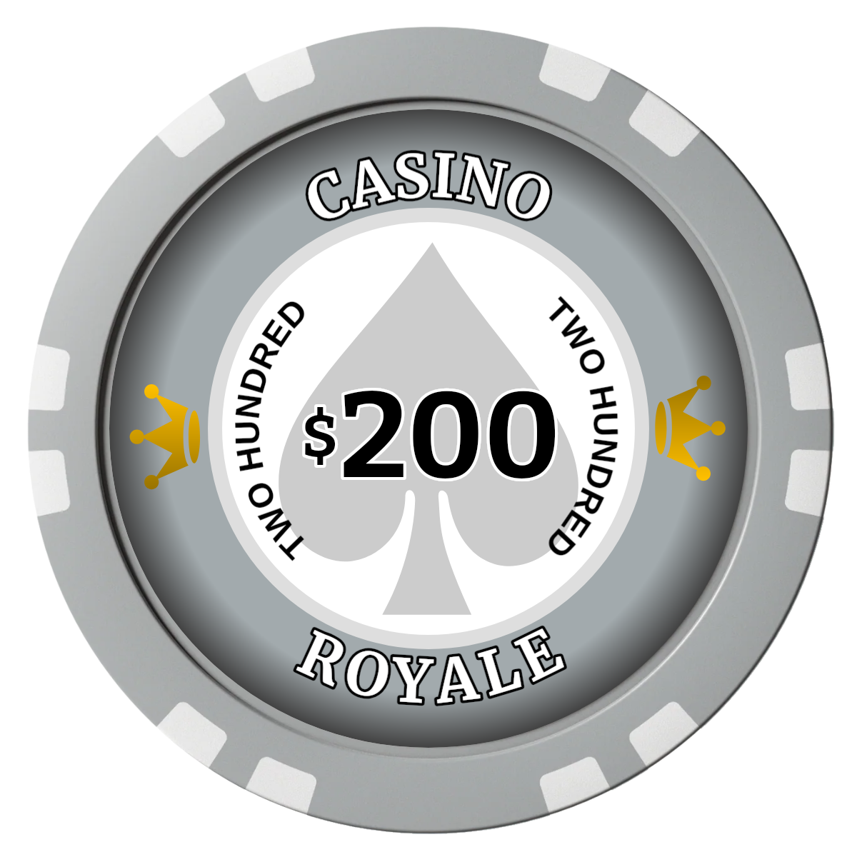 Casino Royale Composite Poker Chips - Gray / Double Stripe - Front