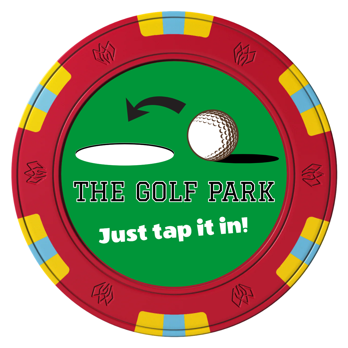 Golf Slogan Clay Poker Chips - Red / 6 Spot Gem / 43mm - Front