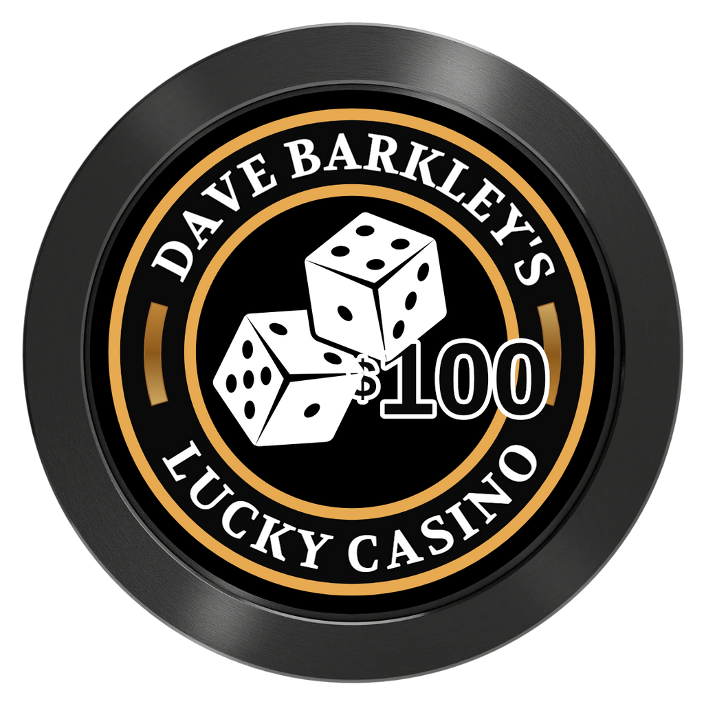 Dave's Lucky Casino Aluminum Poker Chips - Black - Front