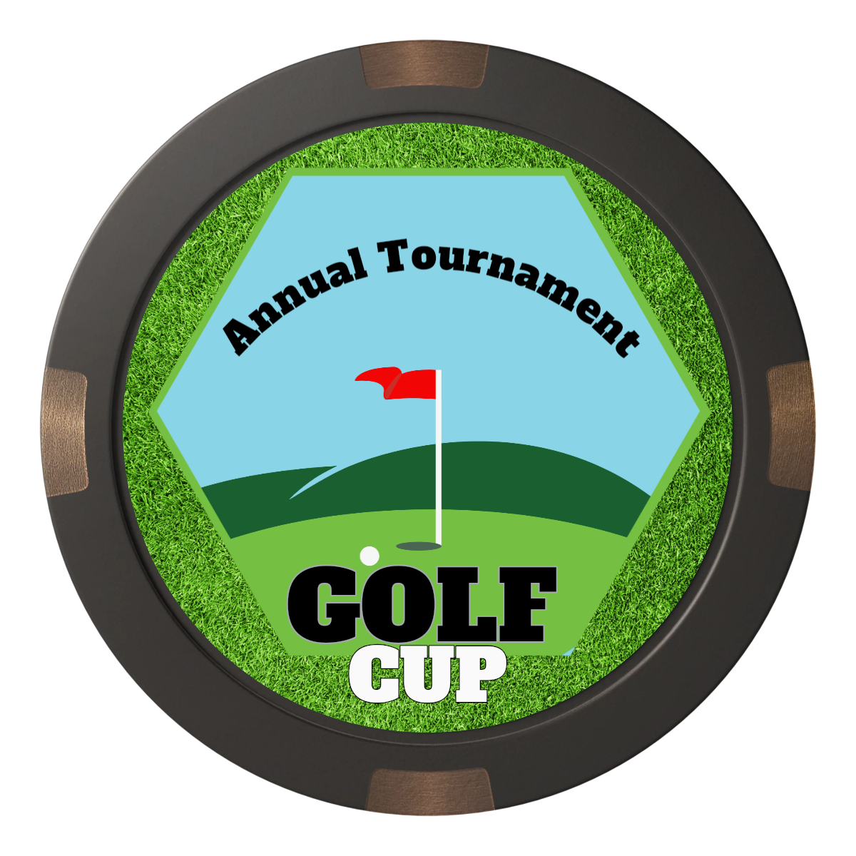Golf Cup Composite & Metal Hybrid Poker Chips - Black - Back