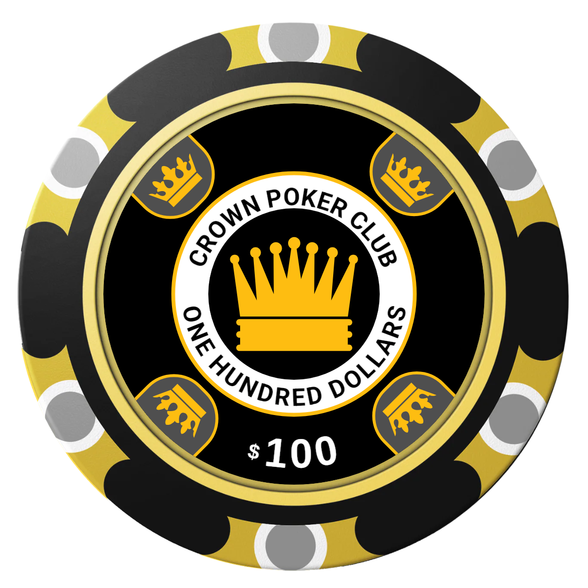 Crown Card Room Clay Poker Chips - Black / Monte Carlo / 40mm - Front