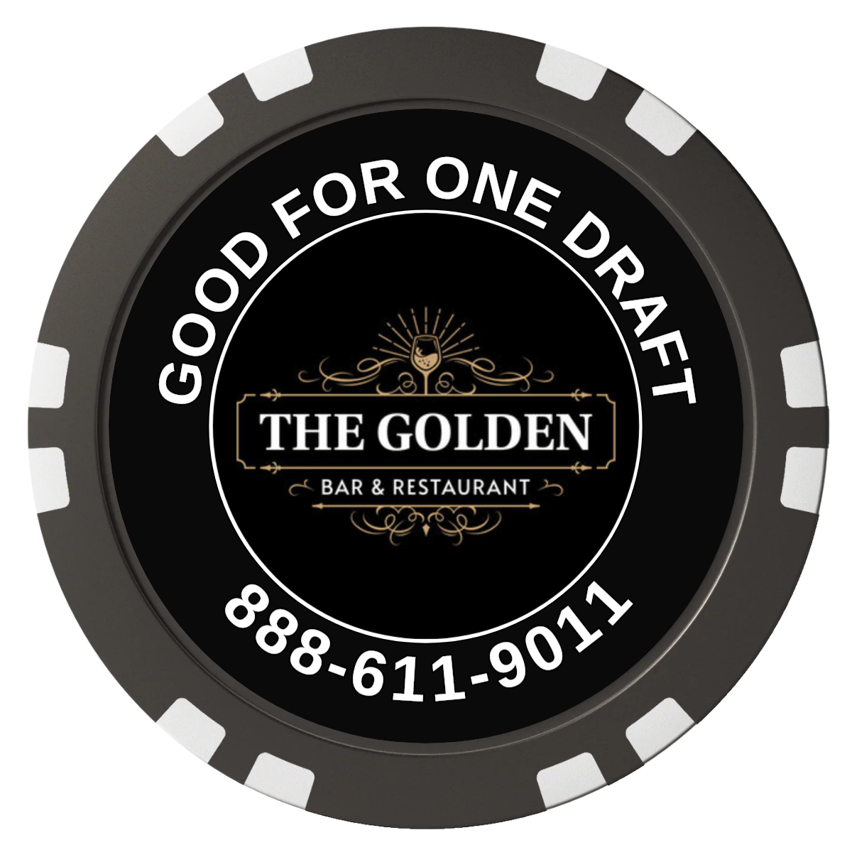 Branded Logo Bar Drink Token Composite Poker Chips - Black / Double Stripe - Front