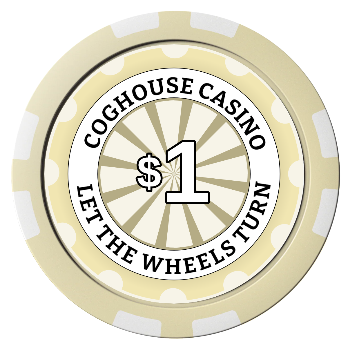 Cog House Composite Poker Chips - Ivory / 8 Stripe - Front