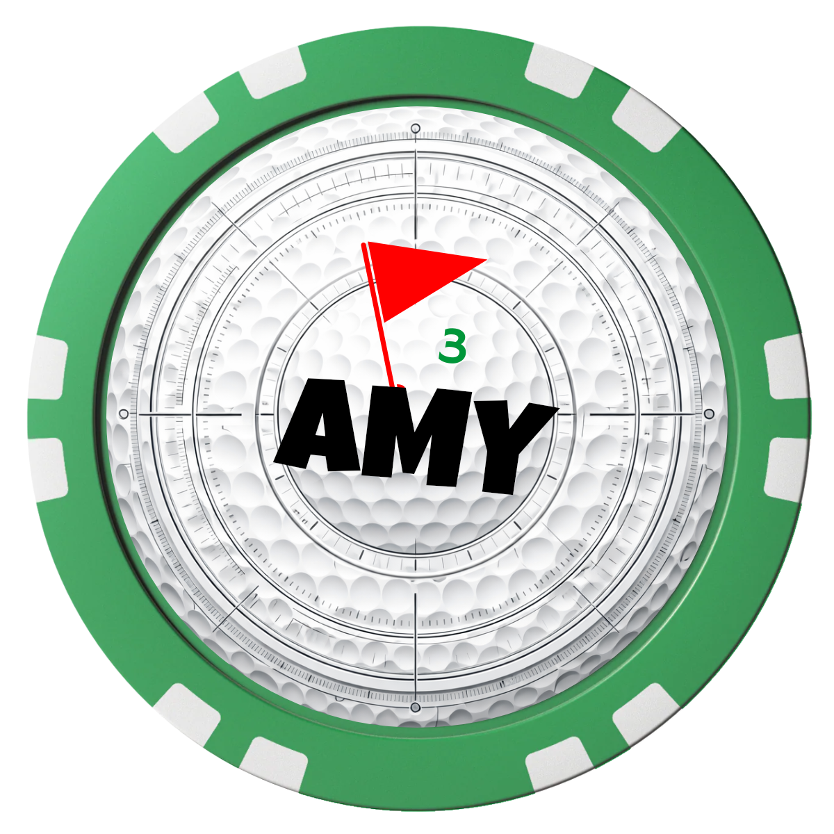 Ball Marcus Jr. Composite Poker Chips - Green / Double Stripe - Front