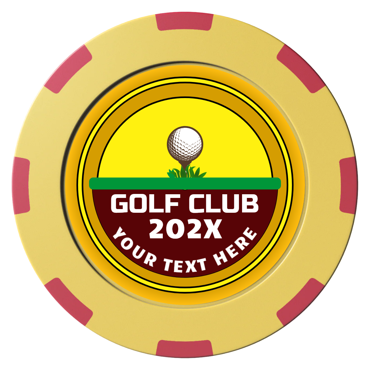 Teed Up Clay Poker Chips - Yellow / 8 Spot (2 Tone) / 40mm - Front