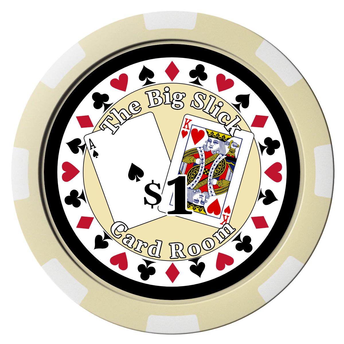 AK Big Slick Composite Poker Chips - Ivory / 8 Spot - Front