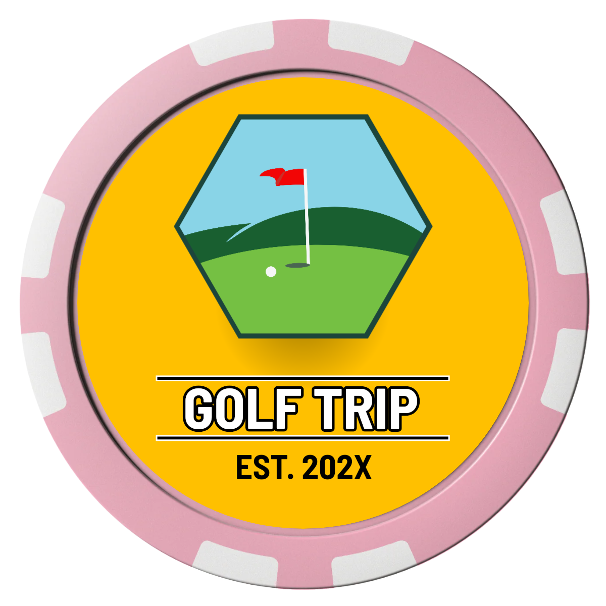 Golf Trip #001 Composite Poker Chips - Pink / 8 Stripe - Front