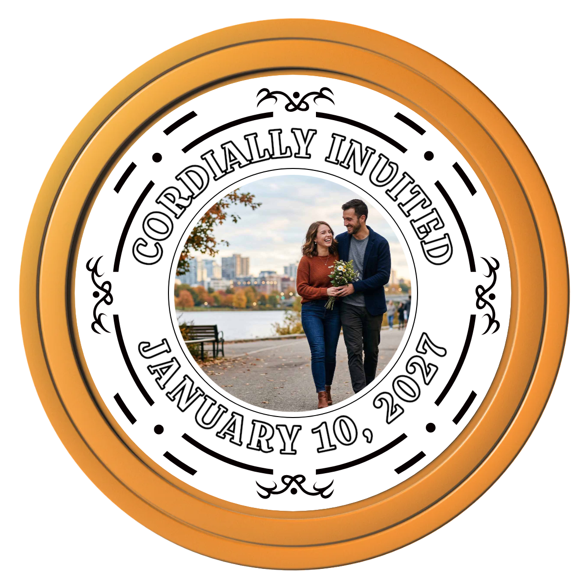 Save the Date Element Composite Poker Chips - Orange / Solid - Front