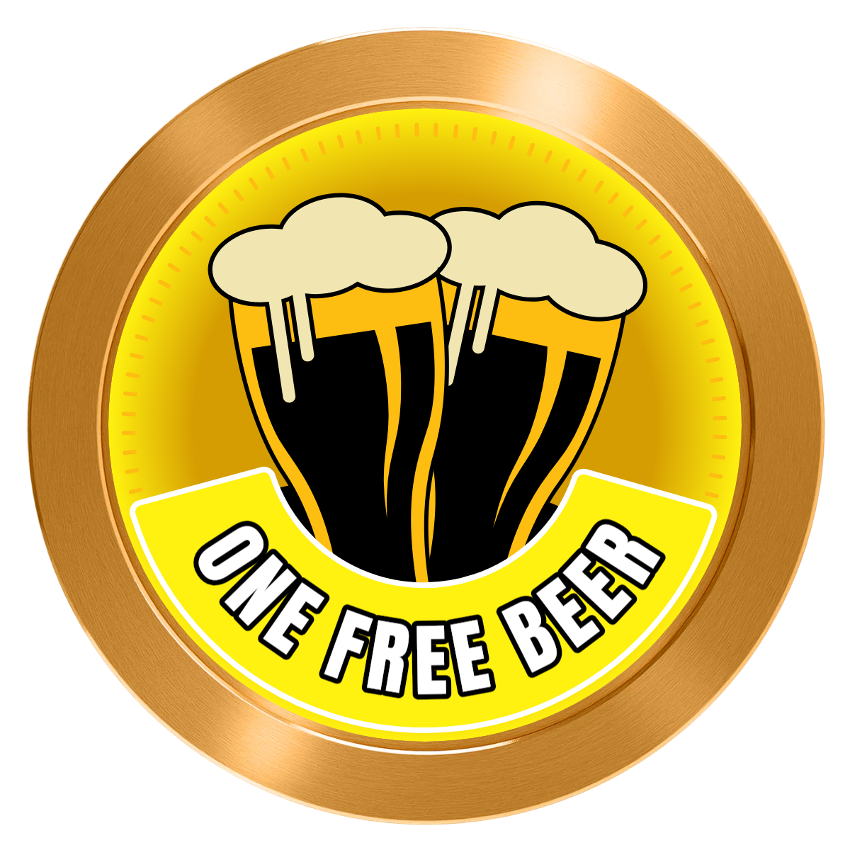 Double Pint 2 Aluminum Poker Chips - Gold - Front