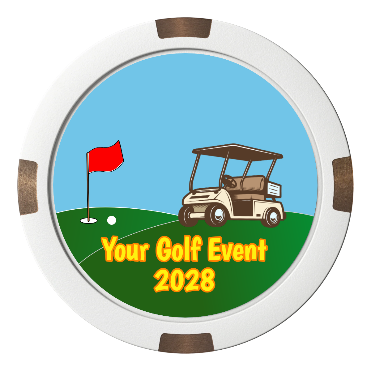 Going Golfing Today Composite & Metal Hybrid Poker Chips - White - Front