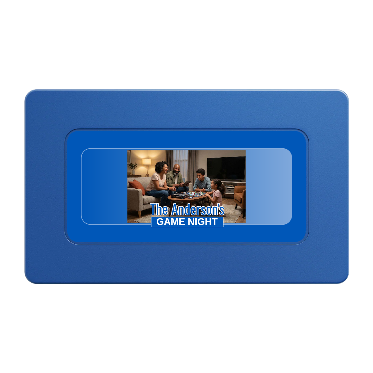 Anderson's Game Night Rectangular Poker Chip Plaques - Blue - Front