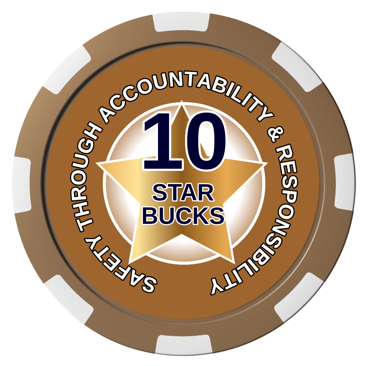 Safety Star Composite Poker Chips - Brown / 8 Spot - Front