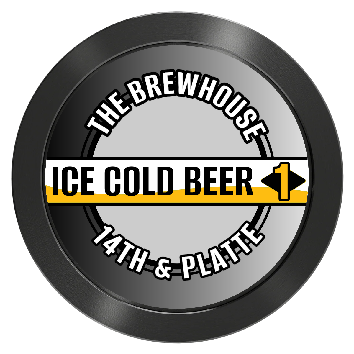Ice Cold Beer Drink Token Aluminum Poker Chips - Black - Front