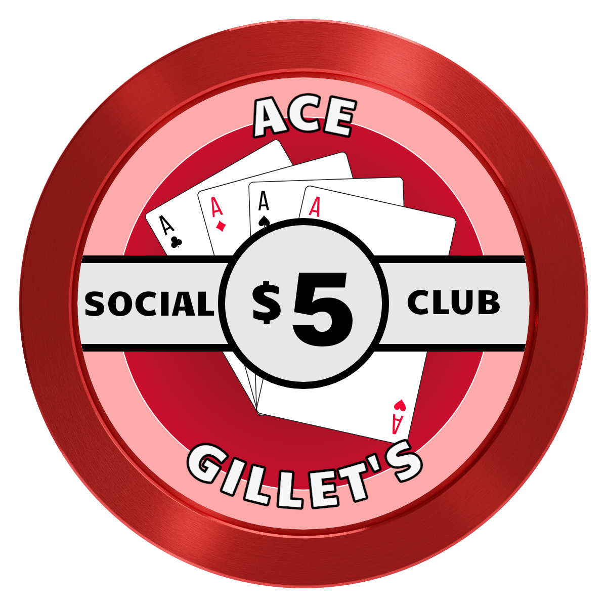 Ace Gillet's Aluminum Poker Chips - Red - Front