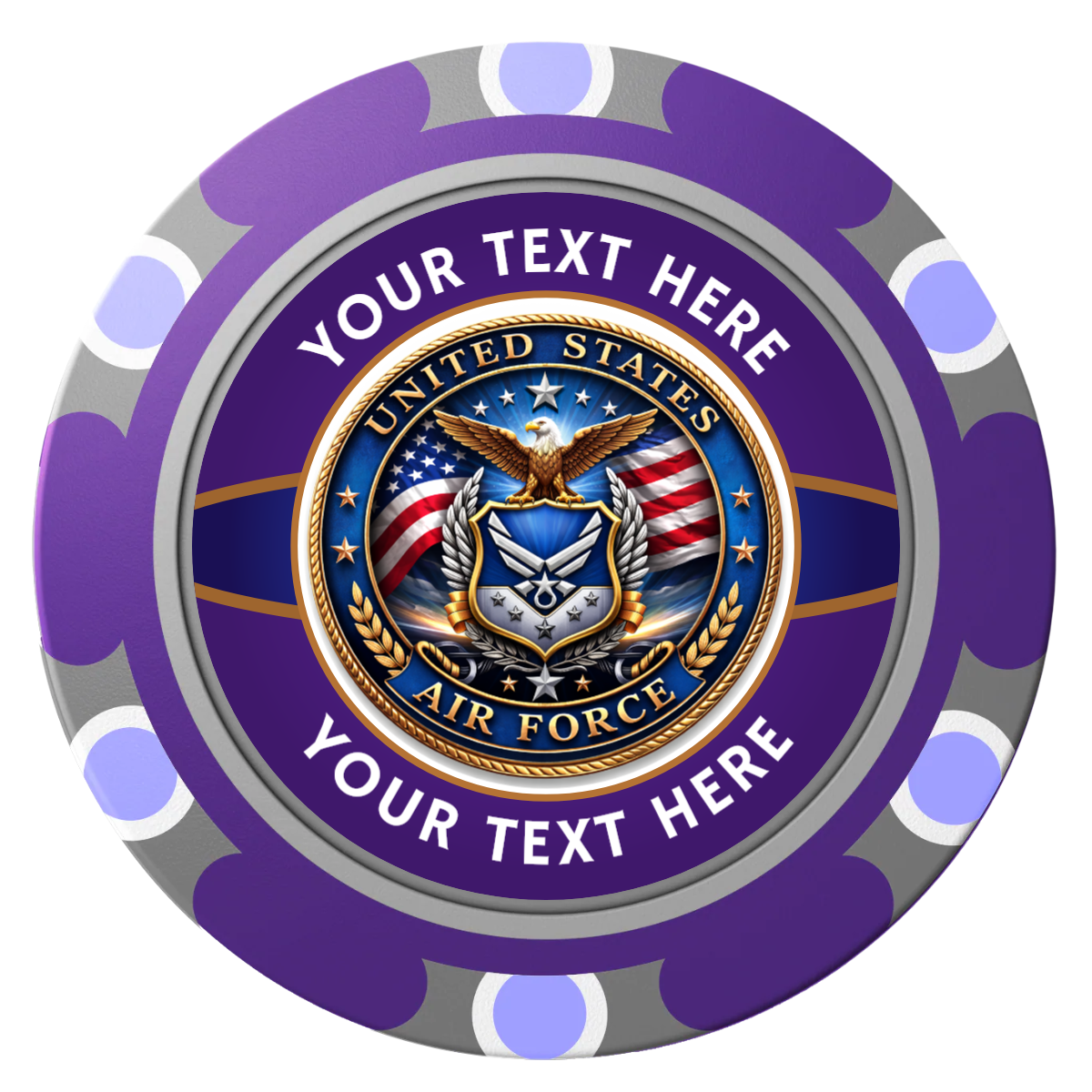 Air Force Clay Poker Chips - Purple / Monte Carlo / 40mm - Front