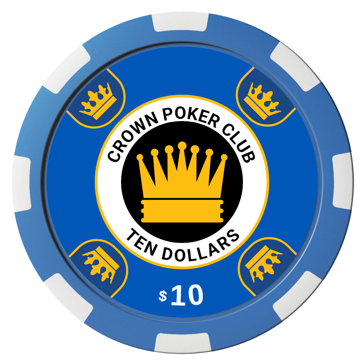 Crown Card Room Composite Poker Chips - Blue / 8 Spot - Front