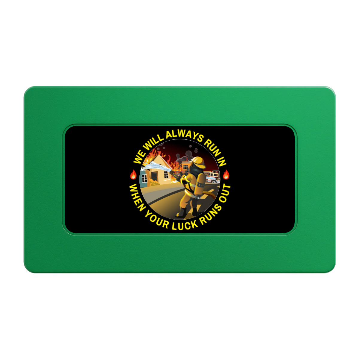 Firefighter Maltese Cross Rectangular Poker Chip Plaques - Green - Front