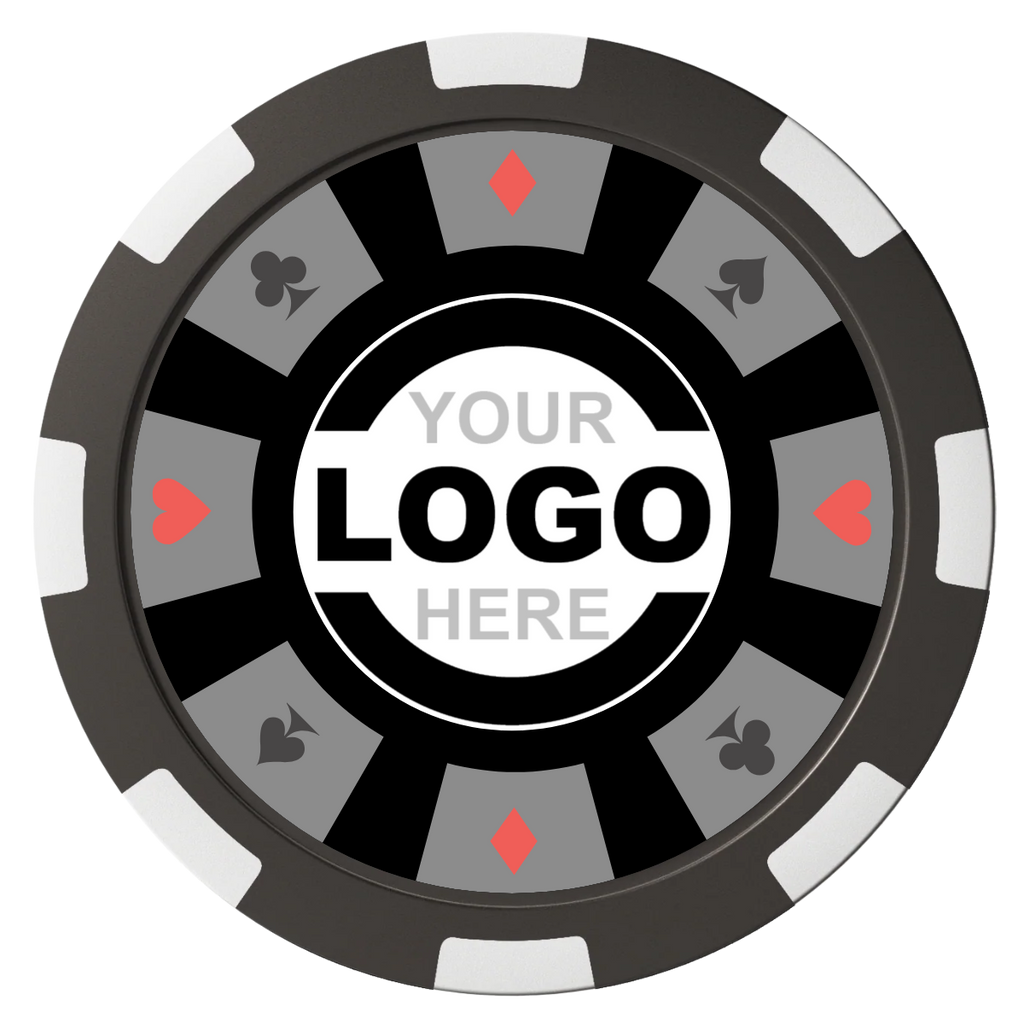 Suit 8 Your Logo Composite Poker Chips - Black / 8 Spot - Back