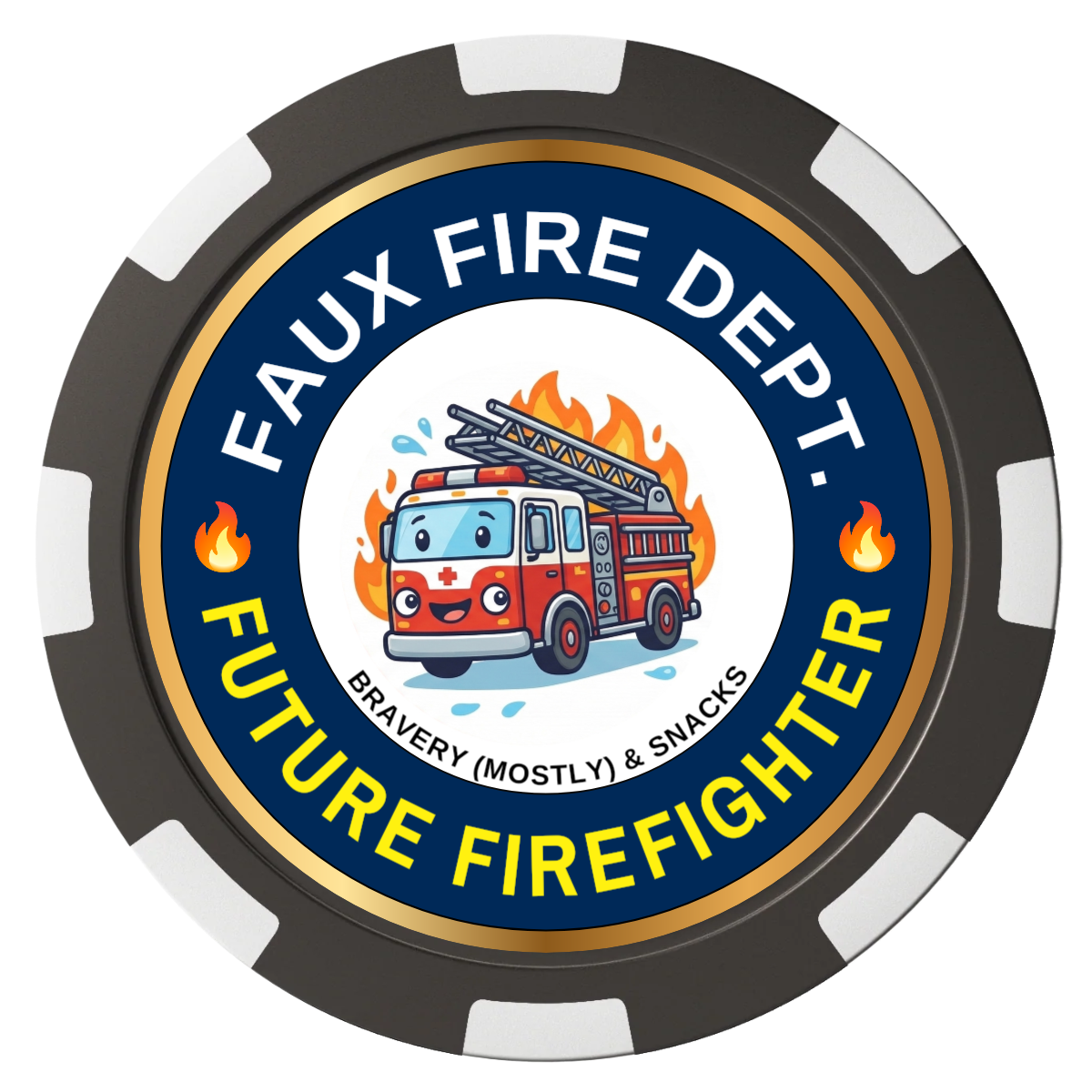 Future Firefighter Composite Poker Chips - Black / 8 Spot - Back