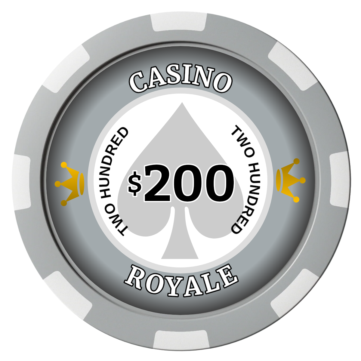 Casino Royale Composite Poker Chips - Gray / 8 Spot - Front